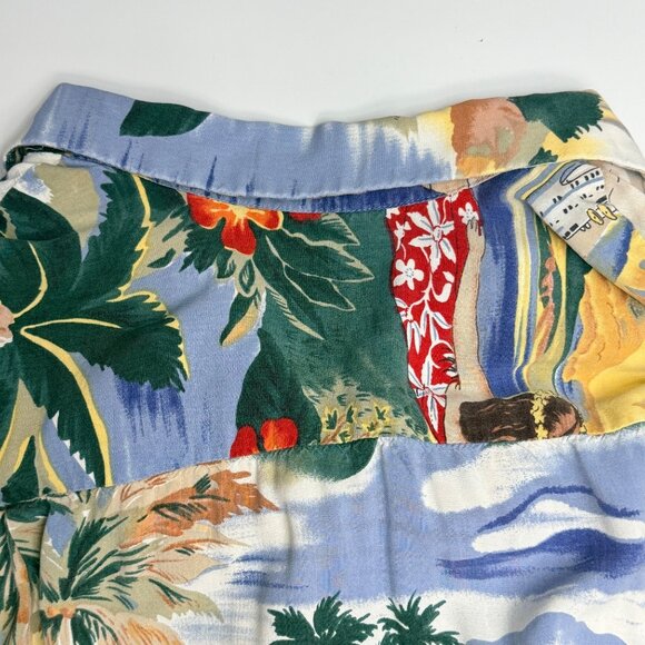 Reyn Spooner Hawaiian Traditions Men Rayon Shirt Small Hula Island Scene Vintage - Picture 10 of 10
